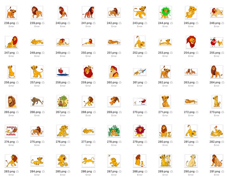 May include: A collection of cartoon lion images. The lions are in various poses, including standing, sitting, and lying down. Some lions are wearing hats or holding objects. The images are in a grid format, with each image having a white background.