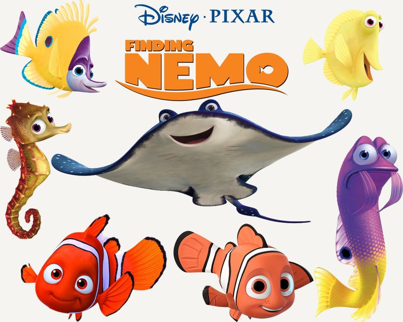 Finding Nemo Png Clipart Bundle Digital Download Nemo Dory cake topper Marlin Darla Bruce Crush Gill Dory Squirt Coral Mr.Ray png image 5
