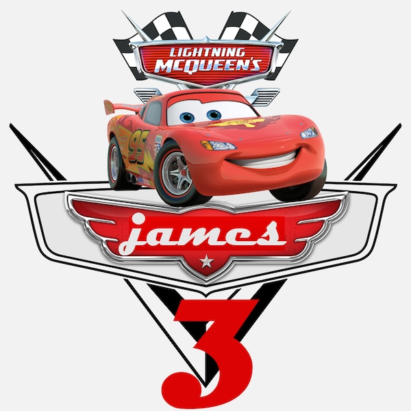 Lightning Mcqueen Customizable Cake Topper Cars editable Cupcake Topper Digital Download McQueen Sticker Birthday Party Decorations