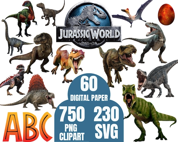 Jurassic Dinosaur Clipart Bundle: Jurassic SVG, PNG, & Digital Paper, Jurassic Dinosaur Clipart Bundle,  Dinosaur svg png, Jurassic Paper