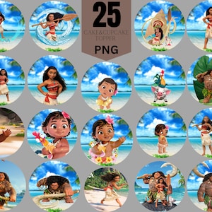 Baby Moana Cake Topper: 25 PNG Clipart Images (Digital Download)