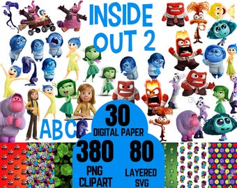 Inside Out 2 Clipart PNG, Inside Out SVG, Inside Out Clipart, Anger Joy Sadness Disgust Fear Anxiety png svg, Inside Out Font Alphabet