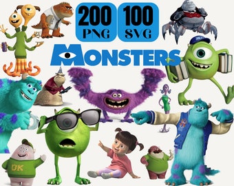 Monsters Inc PNG Clipart Bundle, Monsters Inc Layered Svg, James Mike Boo Randall Png, Descarga digital, Chracter Logo Png