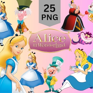 Alice in Wonderland Clipart Bundle: 25 PNG Images (Digital Download)