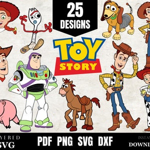 Toy Story Png Clipart, Toy Story geschichtet SVG, Buzz Light Year Png SVG, Dxf Pdf Datei, Sheriff Woody Sid Jessie, digitaler Download