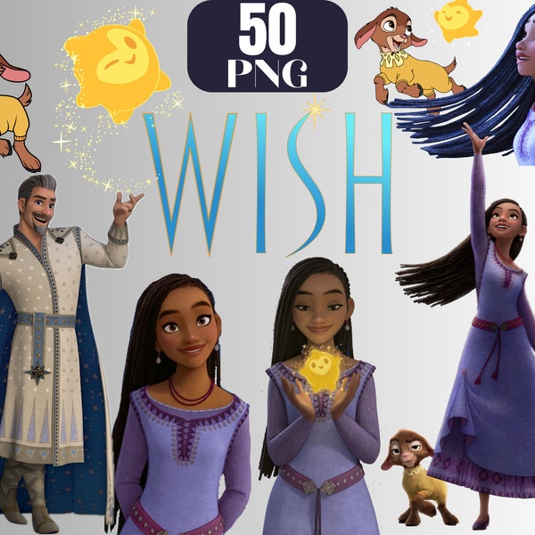 Wish Png Clipart Bundle, Wish Movie Png, Instant Digital Download,Asha, King Magnifico, Queen Amaya, Logo Chracters Png, Party Decorations