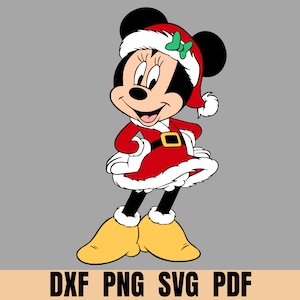 Conjunto de Navidad Santa Minnie Mouse, SVG en capas para silueta cricut, etc., Navidad Minnie png clipart, dxf svg pdf para fiesta