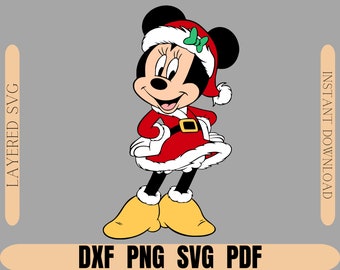 Christmas Santa Minnie Mouse set, Layered Svg for cricut silhouette etc, Christmas Minnie png clipart, dxf svg pdf for party