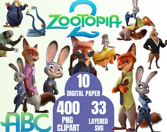 Zootopia 2 Clipart PNG, Zootopia 2 Layered Svg, Zootopia 2 Digital Paper, Zootopia 2 Alphabet PNG, Zootopia 2 Cartoon Sublimation Png,