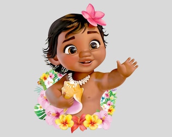 Baby Moana Png Clipart Baby Moana Cake Topper Png Digital Download  Baby Moana Cupcake Topper High Quality Transparent Background