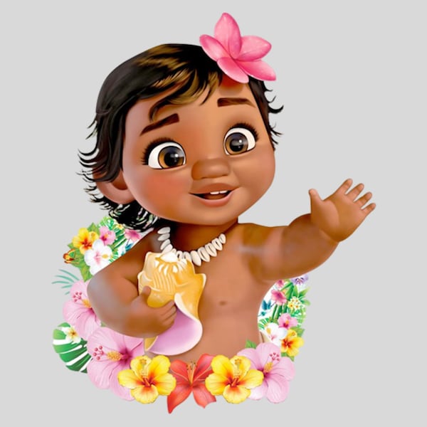 Baby Moana Png Clipart Baby Moana Cake Topper Png Digital Download  Baby Moana Cupcake Topper High Quality Transparent Background