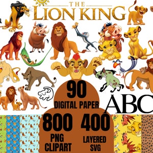 Le Roi Lion numérique Clipart Png, papier numérique Le Roi Lion, Roi Lion SVG, fichier de haute qualité 1300, incroyablement mignon Simba et Pumbaa imprimable png