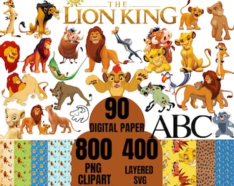 Lion King Clipart Bundle: PNG, SVG, Digital Paper (Digital Download)