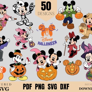 Mickey and Minnie Halloween Png Clipart Bundle - Layered Svg for party-  Halloween dxf pdf file - Cut Files for cricut silhouette