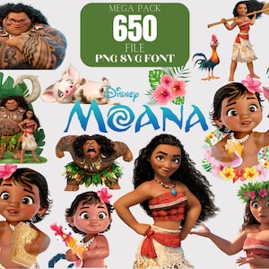 paquete de moana svg, Moana Clipart, Moana png, Moana svg, fuente Moana, cumpleaños de moana, clipart princesa, bebé moana png, bebé moana svg