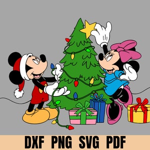 Mickey und Minnie schmücken den Weihnachtsbaum Set, geschichtete SVG für Cricut Silhouette etc, Weihnachten Mickey Minnie png Clipart, dxf, pdf