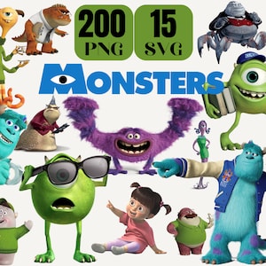 Bundle de cliparts PNG Monsters Inc, Monsters Inc en couches Svg, James Mike Boo Randall Png, téléchargement numérique, Logo personnage Png