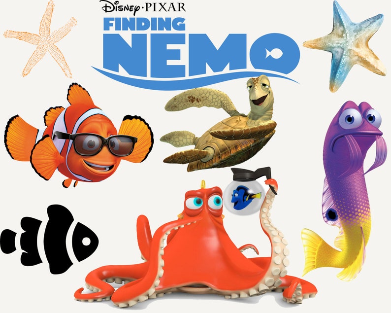 Finding Nemo Png Clipart Bundle Digital Download Nemo Dory cake topper Marlin Darla Bruce Crush Gill Dory Squirt Coral Mr.Ray png image 3