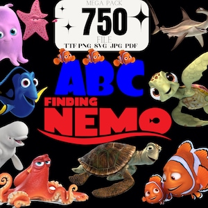 Procurando Nemo Png Clipart, Nemo Layered Svg cut file for cricut, nemo dory Invitation Frame, Nemo Alphabet, Cake topper for party