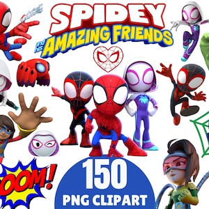 Spidey png clipart, Spidey i jego niesamowici przyjaciele clipart bundle, Superbohater png clipart, Natychmiastowe pobieranie cyfrowe