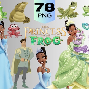 Princess and the Frog Png Bundle Instant Digital Download Tiana Clipart Png Prince Naaven High Quality 300 dpi transparent background