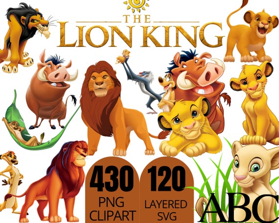Lion King Clipart Bundle: Simba, Pumbaa & More (PNG, SVG Digital Download), Digital Lion King Clipart, Lion King png svg, cute Simba pumpaa
