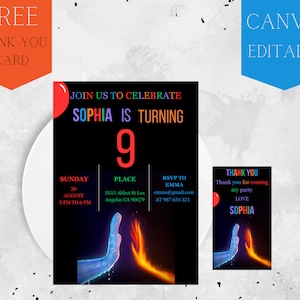 Elemental Birthday Invitation Template: Party Thank You Card (Digital Download)