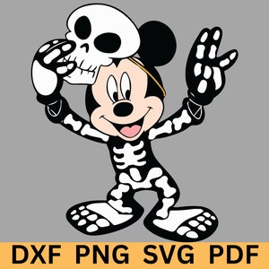 Mickey Skeleton Halloween Clipart - Layered Svg - Halloween Svg fichiers coupés pour silhouette cricut - Mickey Pdf dxf fichier pour la fête d’Halloween