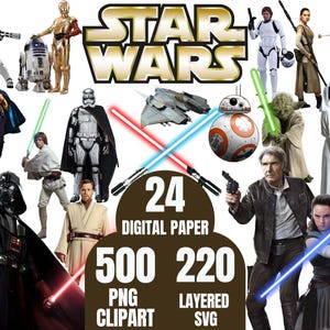 Mega Pack de imágenes prediseñadas de Star Wars: PNG, SVG, documentos digitales (descarga digital)