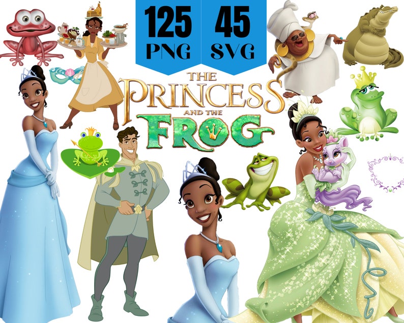 Princess and the Frog Clipart: Tiana SVG, PNG Bundle (digital Download ...