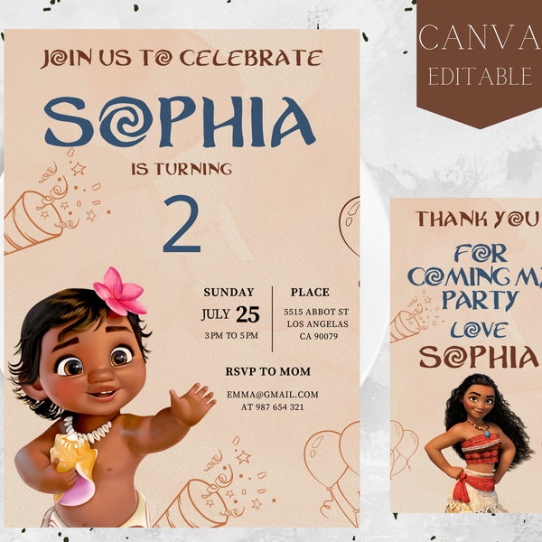 Moana Birthday Card Invite - Etsy
