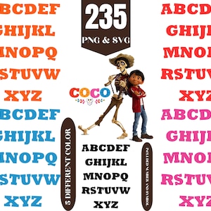 Coco alfabeto png svg paquete, Coco Fuente, símbolo de número de letra png svg, Logo Chracters, Miguel Png Descarga digital