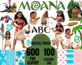 moana svg bundle, Moana Clipart, Moana png, Moana svg, Moana font, moana birthday, princess clipart, baby moana png, baby moana svg paper