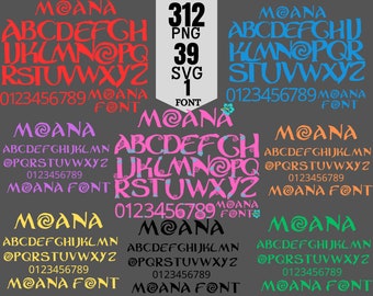 Moana Font: Alphabet, Numbers & Logo (SVG, PNG, TTF) Digital Download