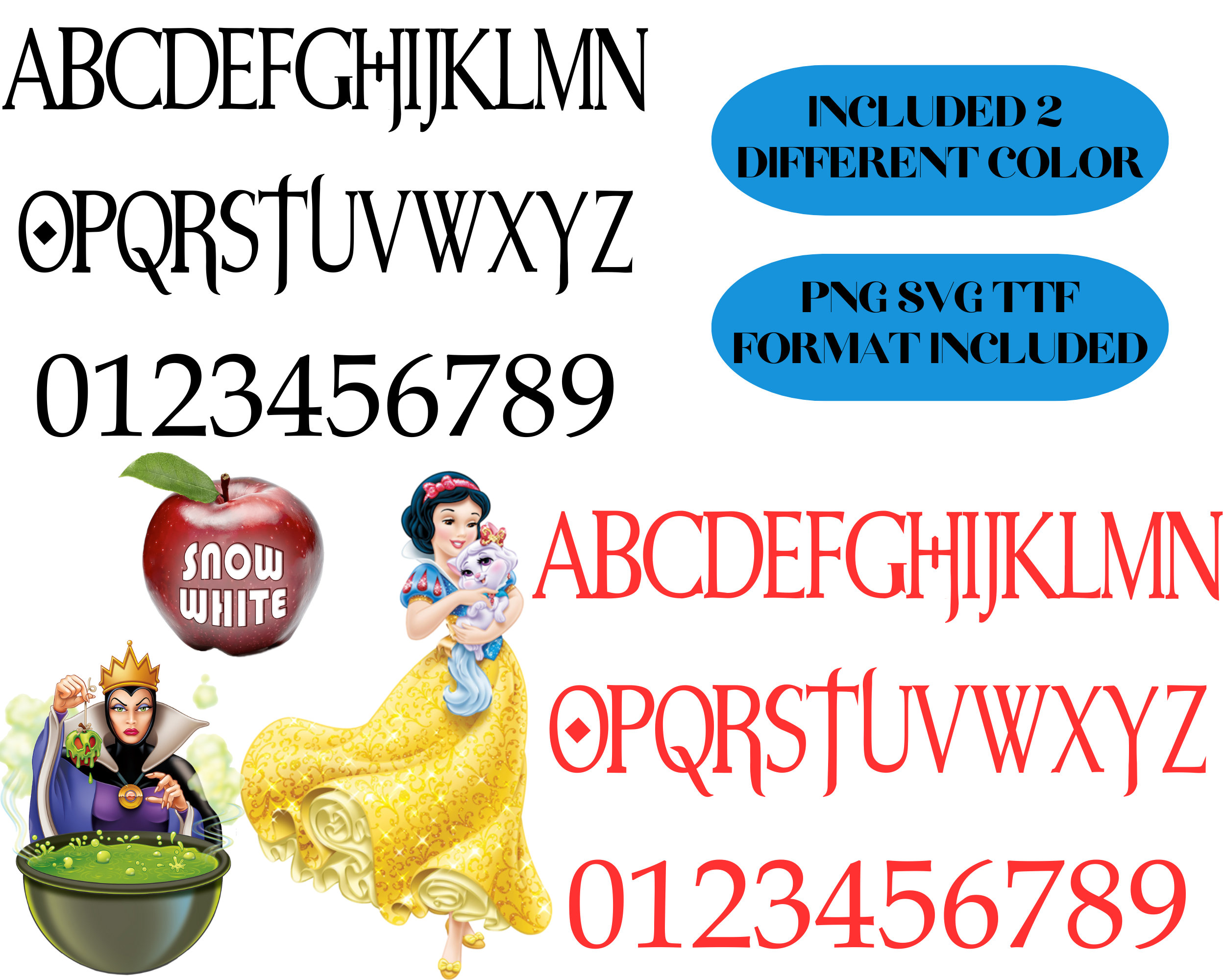 Fuente Blancanieves: Alfabeto PNG SVG Clipart (Descarga digital) - Etsy  México, image size:2500x2000