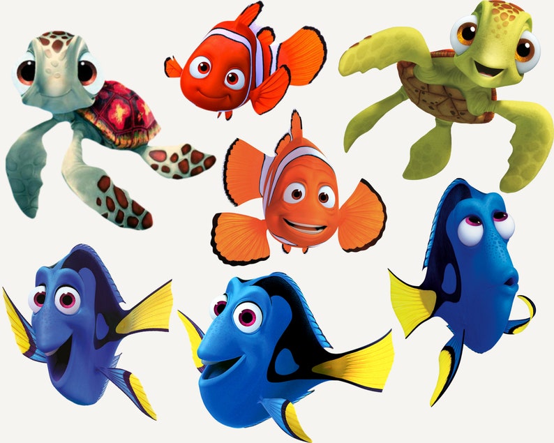 Finding Nemo Png Clipart Bundle Digital Download Nemo Dory cake topper Marlin Darla Bruce Crush Gill Dory Squirt Coral Mr.Ray png image 10