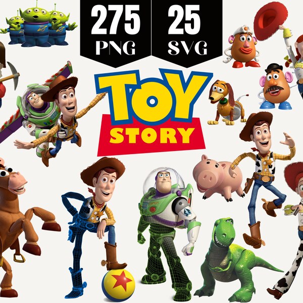 Toy Story Svg Layered, Toy Story Png Clipart Bundle , Sheriff Woody Buzz Lightyear Png Svg File, Digital Download , Chracter Logo Png Svg