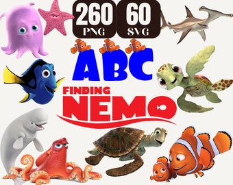 Finding Nemo Png Clipart, Nemo Layered Svg cut file for cricut, nemo dory Invitation Frame, Nemo Alphabet, Cake topper for party