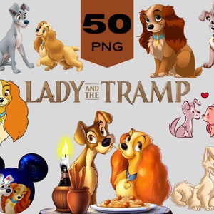 Lady and the Tramp High Quality Png Clipart Bundle Digital Instant Download for sublimation baby cup Transparent Background