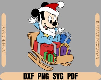 Christmas Mickey Mouse Sliding Set, Mickey Layered Svg for cricut silhouette etc, Christmas Mickey png clipart, dxf svg pdf for party
