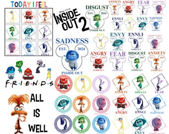 Inside Out 2 PNG Clipart-paket: Tecknade känslor (digital nedladdning)