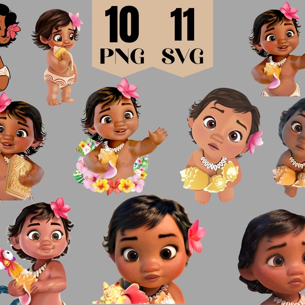 Baby moana png clipart, baby moana layered svg,baby princess layered svg, baby princess png clipart, Instant Digital Download