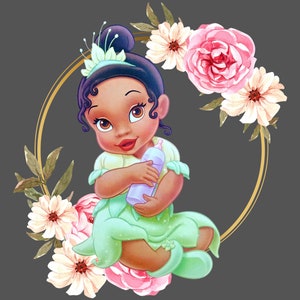 Baby Tiana Clipart PNG sofortiger digitaler Download, Tiana Printables, Prinzessin Tiana Printable, Prinzessin und der Frosch Tiana Png Clipart