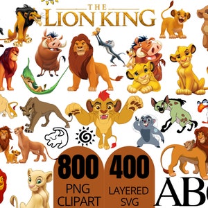 Clipart digital do rei leão, PNG do rei leão, download digital SVG, 1200 arquivos de alta qualidade, imagens incrivelmente fofas de Simba e Pumba para impressão