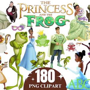 Imágenes prediseñadas de Tiana, paquete de imágenes prediseñadas de La princesa y el sapo, imágenes prediseñadas de sublimación de La princesa y el sapo, imágenes prediseñadas de La princesa