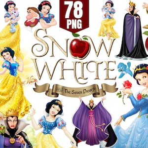 Paquete de imágenes prediseñadas de Blancanieves: Princesa y Reina Malvada PNG (Descarga digital)