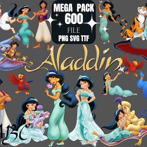 Aladdin png SVG, Jasmine PNG SVG, Principessa Jasmine PNG SVG, sublimazione di Aladino, clipart di Aladino, Aladino a strati SVG, alfabeto di Aladino