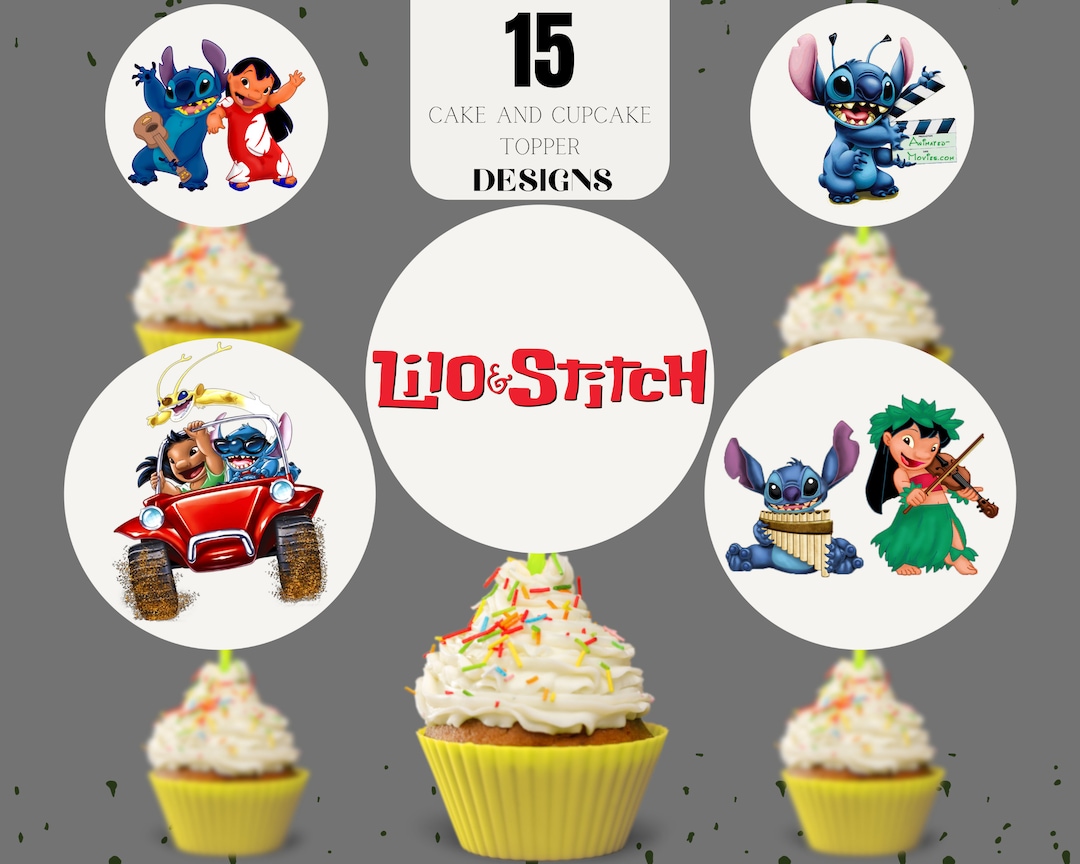 Lilo and Stitch Cake and Cupcake Topper Png Bundle, Stitch Topper Pdf ...
