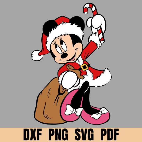 Christmas Santa Minnie Mouse set, Layered Svg for cricut silhouette etc, Christmas Minnie png clipart, dxf svg pdf for party