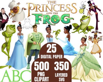 Princess and the Frog Clipart Bundle: Tiana PNG, SVG, Digital Paper